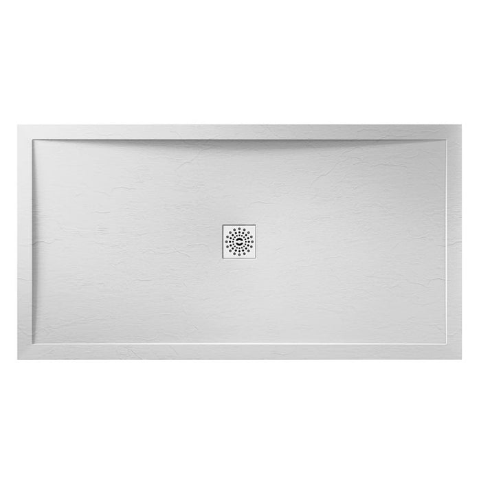 Waifer Rectangle Slate Effect 1000x800mm Shower Tray in White 550/000
