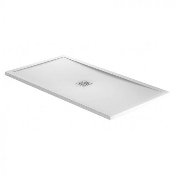 Waifer Rectangle Slate Effect 1400x800mm Shower Tray in White 563/000