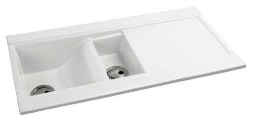 Ceramic Sink in White Abode AW1004 1.5 Bowl Tydal Fireclay