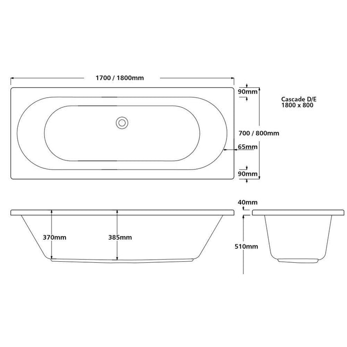 Portsden Bath Premium Acrylic 1700x700mm JPORTSDENP17