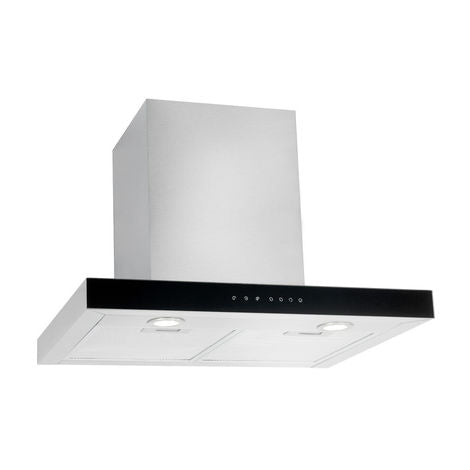 Culina UBBOXTC60 60cm Box Cooker Hood Stainless Steel with Black Glass Panel