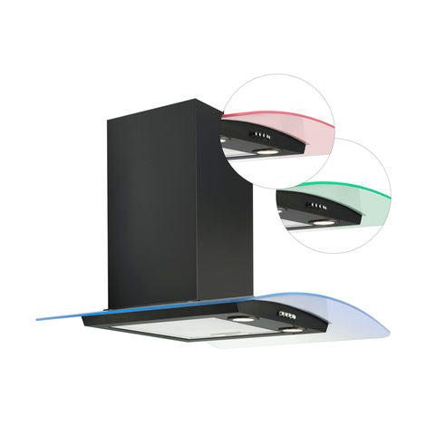 Culina UBLED90BK 90cm Curved Glass Hood Black with LED Lighting