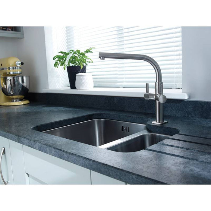 Kitchen Sink Mixer Tap Abode Zucca Brushed Nickel Twin Lever  AT1237