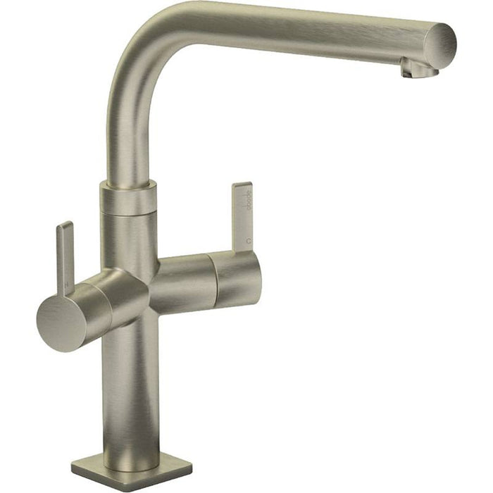 Kitchen Sink Mixer Tap Abode Zucca Brushed Nickel Twin Lever AT1237