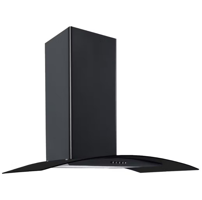 Culina CG70BK 70cm Curved Glass Chimney Hood, Black