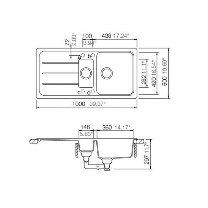 Kitchen Sink & Waste Kit with Reversible Drainer Schock Formhaus Alpina Granite SCHFORD150A