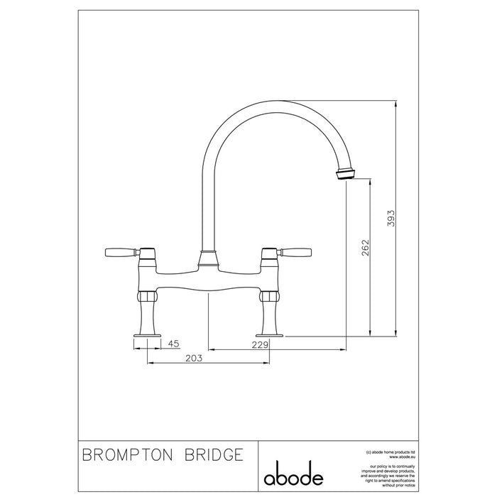 Kitchen Sink Mixer Tap Abode Brompton Chrome Bridge AT3020