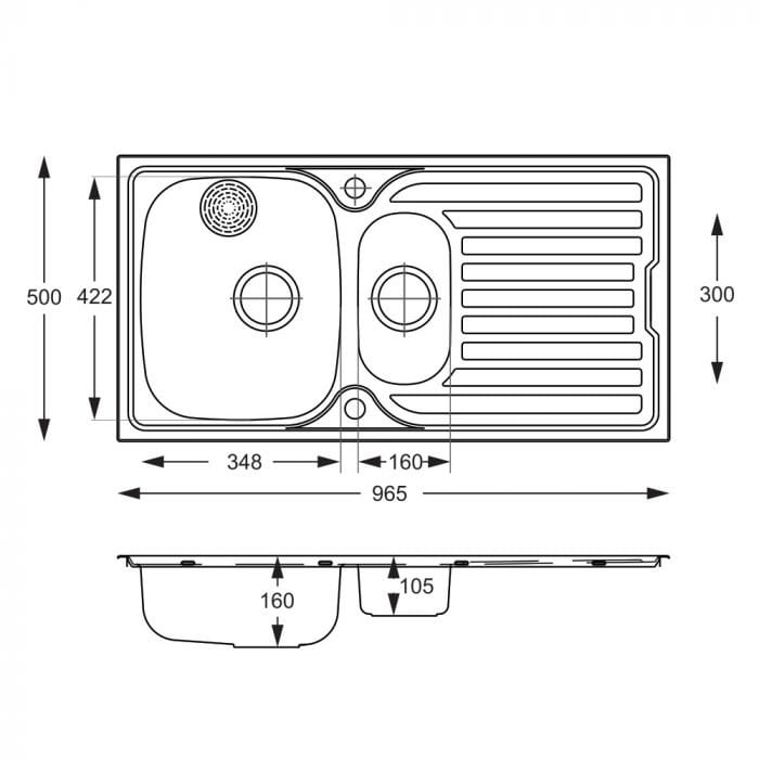 1.5 Inset Kitchen Sink & Drainer – Stainless Steel EA09