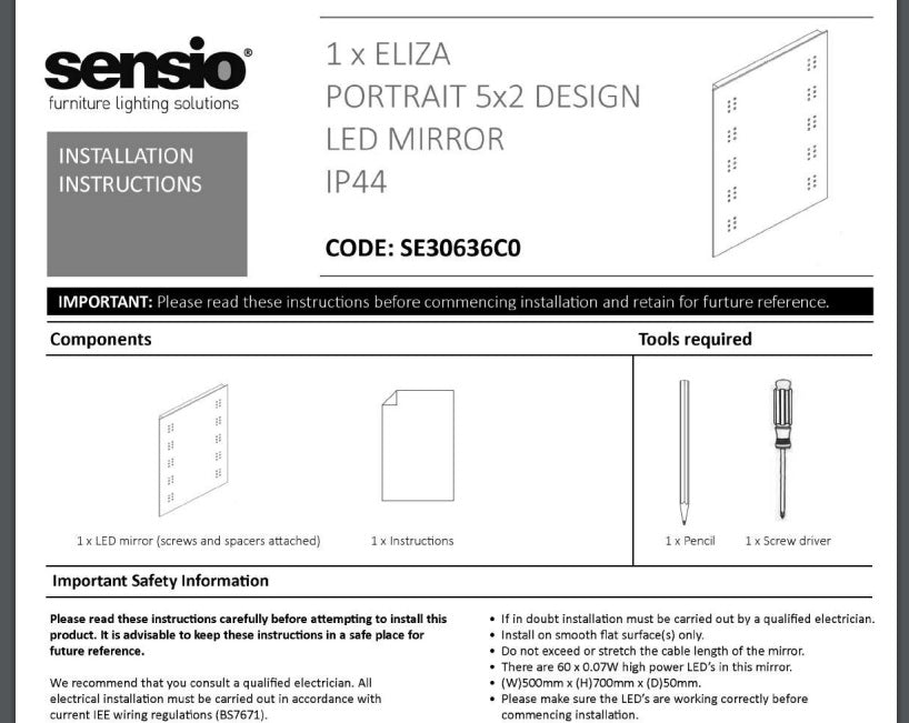 LED ELIZA MIRROR PORTRAIT DESIGN  500/700  SE30636CO