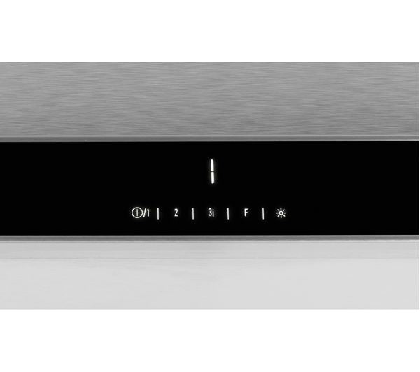 Grundig 60cm Chimney Hood with Stainless Steel Flue & Black Glass Panel GDK2774BB