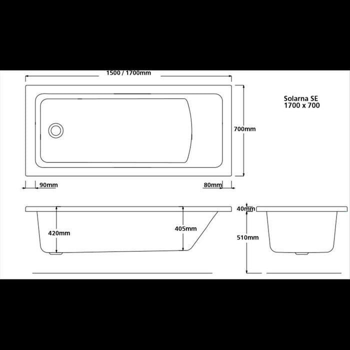 Lynton Premium Bath Acrylic 1700x700mm JLYNTONP17