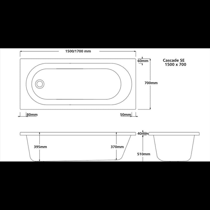 Oxfold Premium Bath Acrylic 1700x700mm JOXFOLDP17