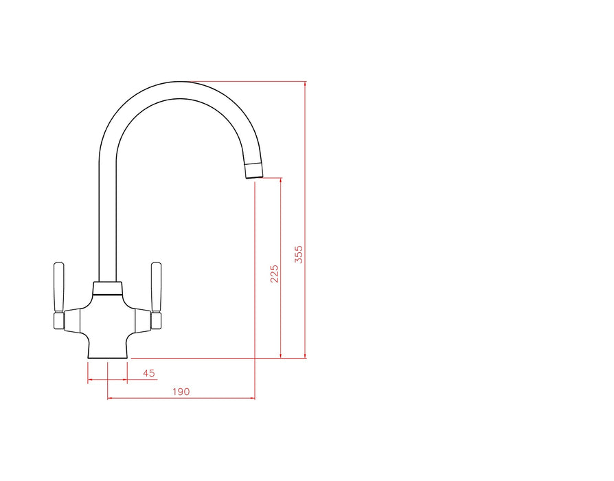 Kitchen Tap John Lewis & Partners Swan 2 Lever Brushed Nickel