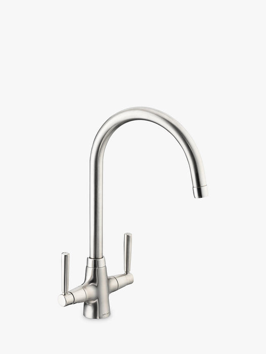 Kitchen Tap John Lewis & Partners Swan 2 Lever Brushed Nickel