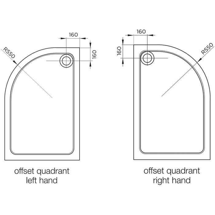 1200x900mm Offset Quadrant Shower Tray Right TR9-1290Q-R