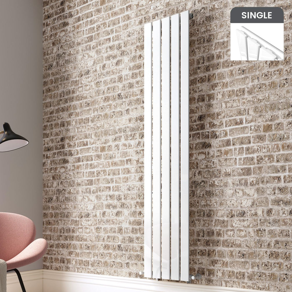 Radiator Petra single Flat Single Panel Vertical 1800/610 white ...